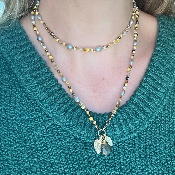 Handmade hand knotted gemstone charm necklace - Picture 5 of 14